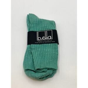 B.ELLA Women's Teal Ribbed Mary Crew Socks SZ OS